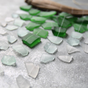 Sea Glass & Driftwood Mobile - OMBRE  GREEN- Green, Seafoam and Clear Seaglass