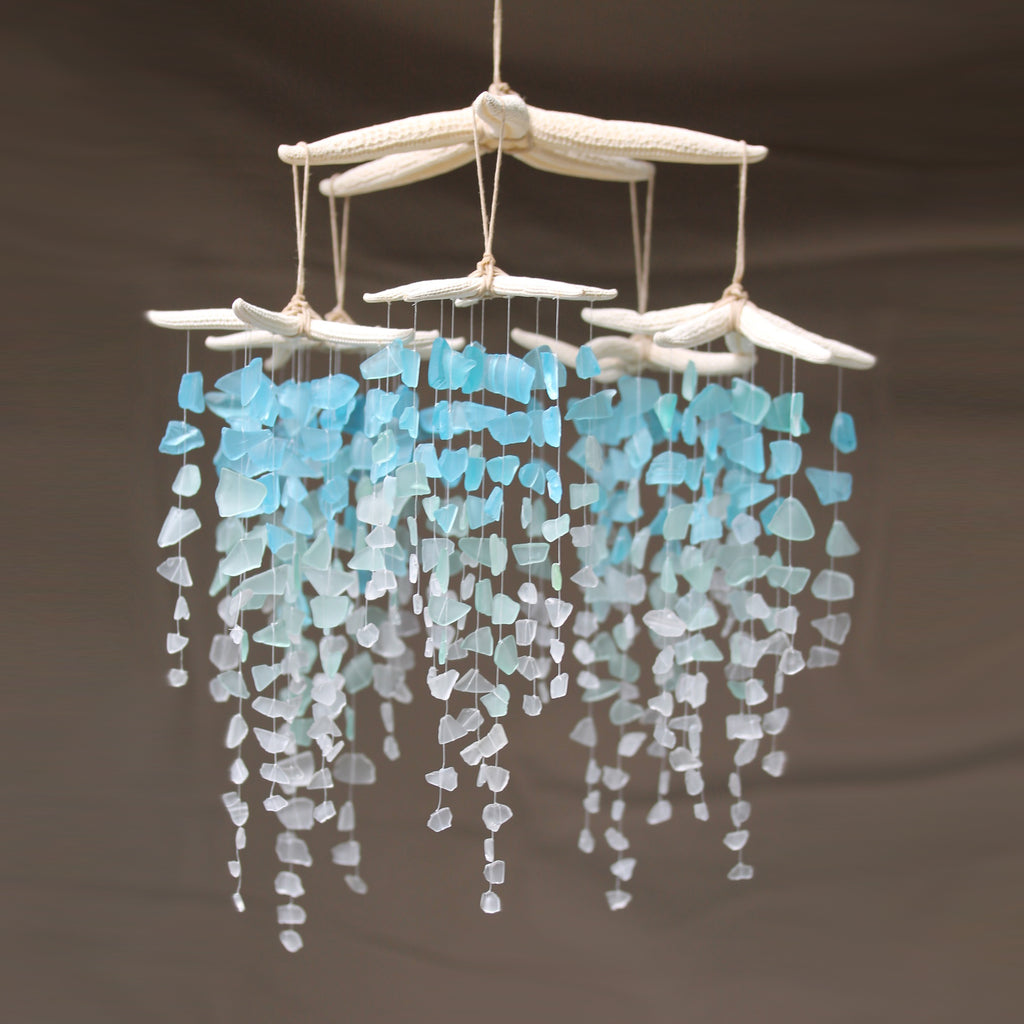 Sea Glass & Starfish Mobile - Colossal Ombre Chandelier