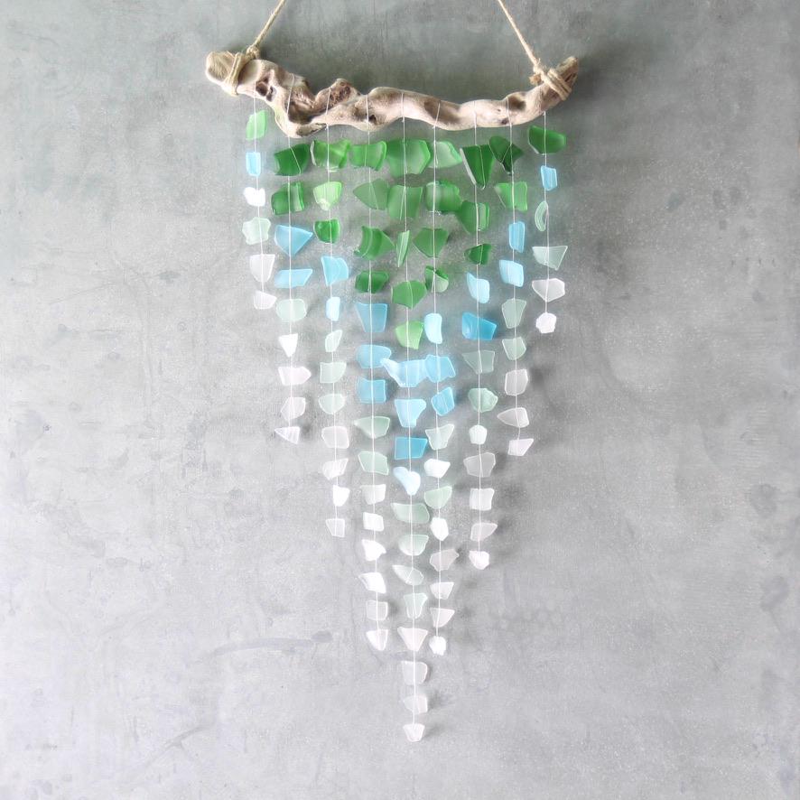 Sea Glass mobile, seaglass mobile, sea glass and driftwood mobile, sea glass and starfish mobiles by The Rubbish Revival