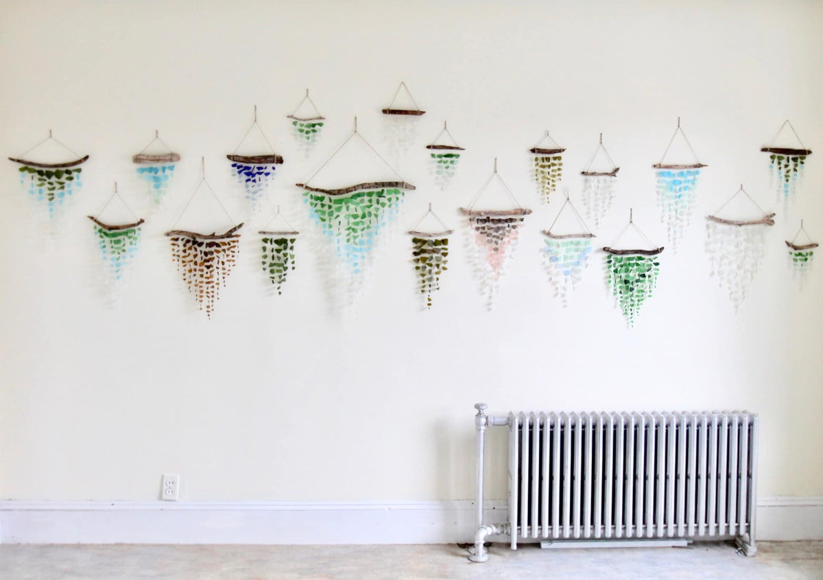 Sea Glass Mobile: Driftwood Banner, Tumbled Glass Tapestry