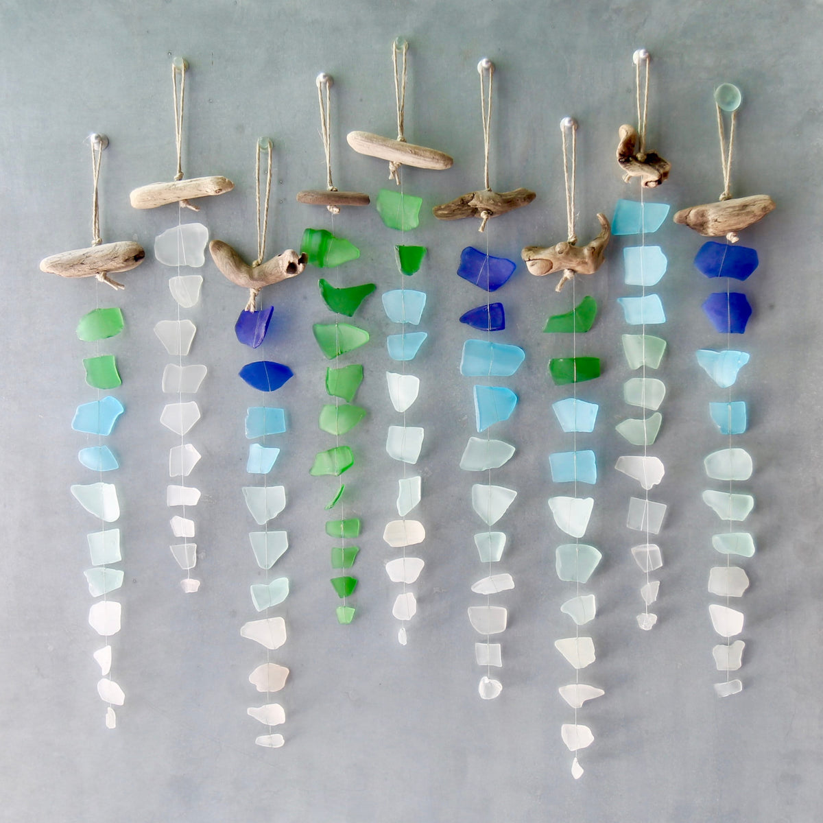 Sea Glass Suncatcher: Recycled Glass & Driftwood Mobile