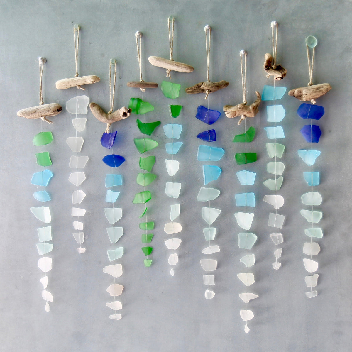 Sea Glass Suncatcher: Recycled Glass & Driftwood Mobile