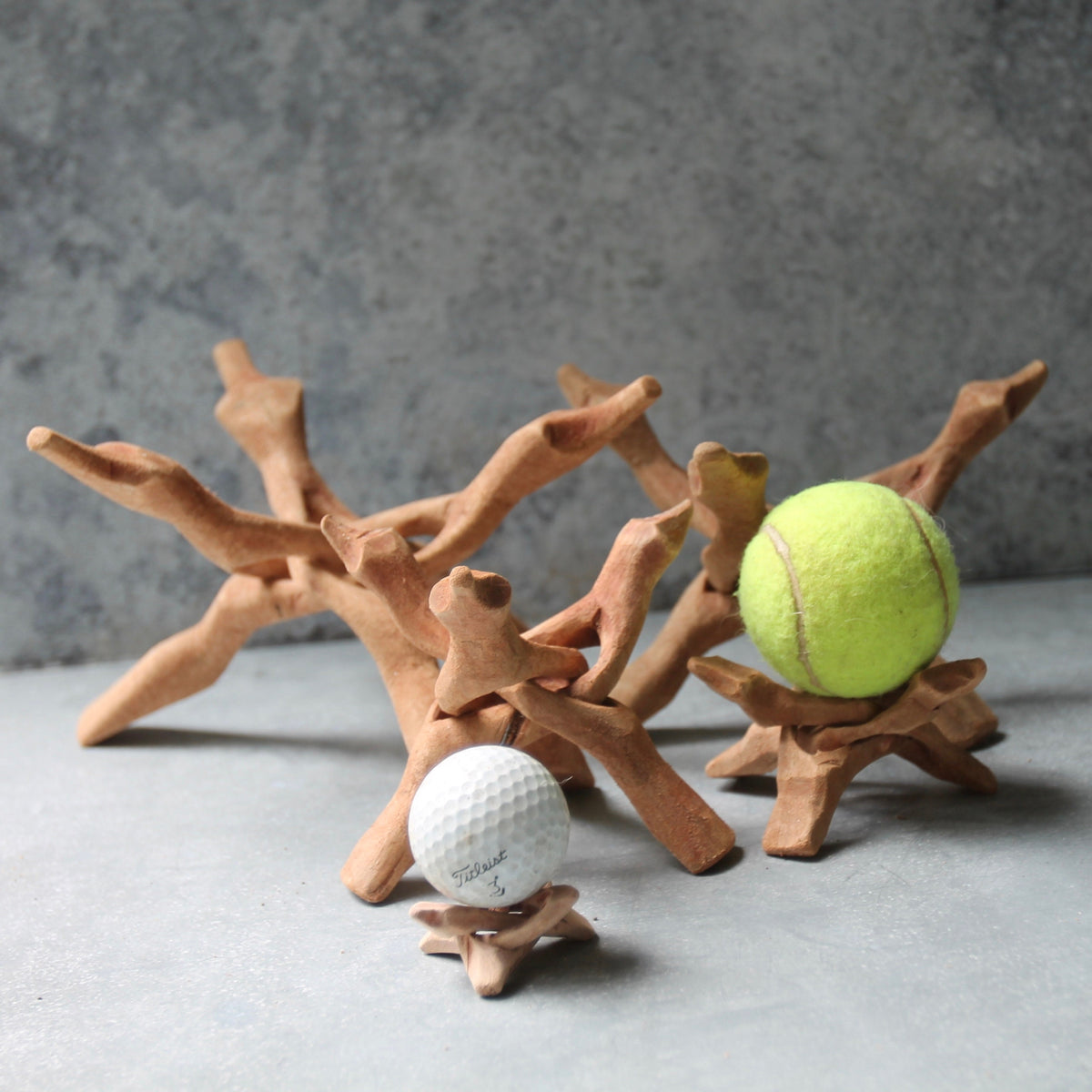 Driftwood Orb Stand: Hand Carved Wooden Display (2-10 inch)