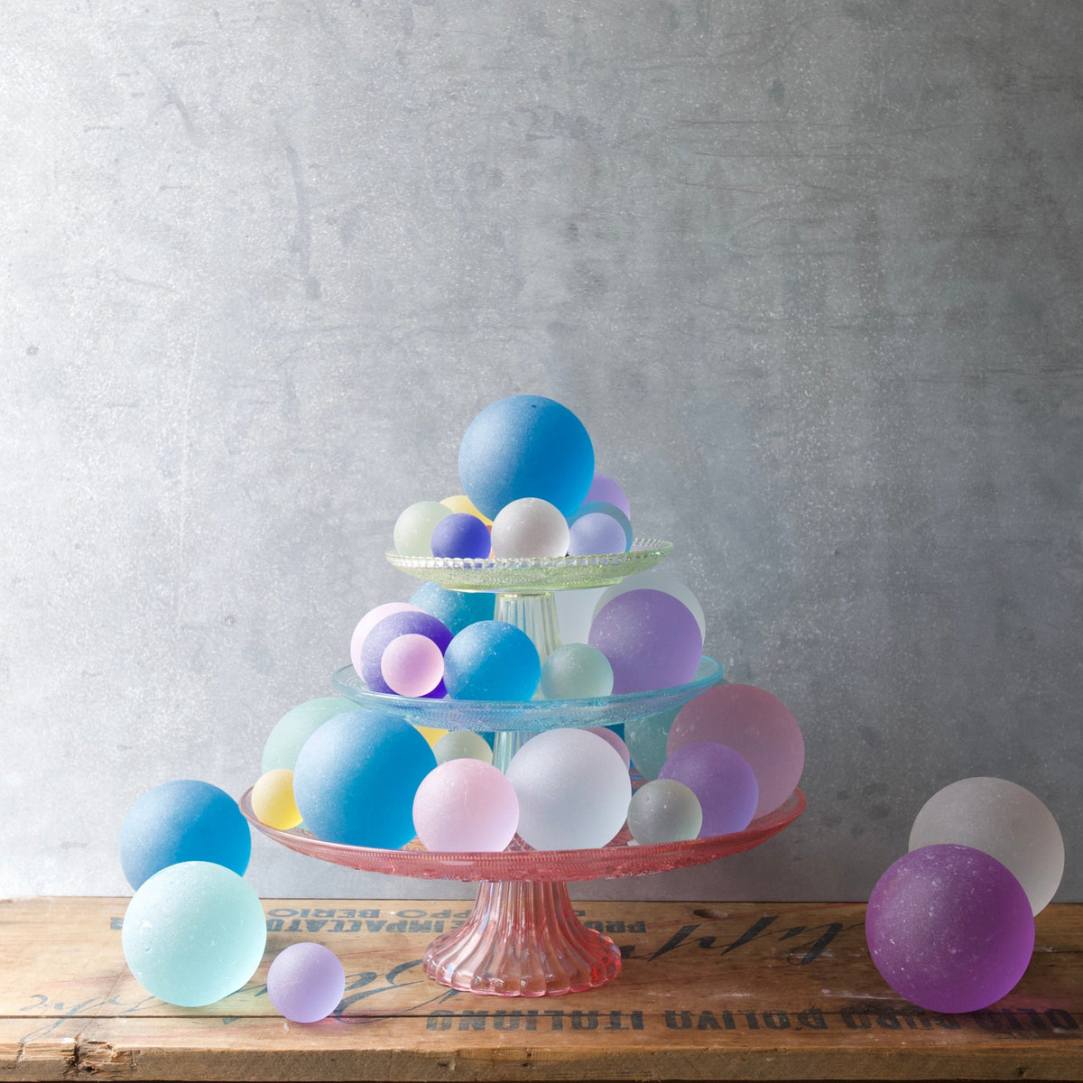 Purple - Glass Ball with Wooden or Geometric Metal Stand
