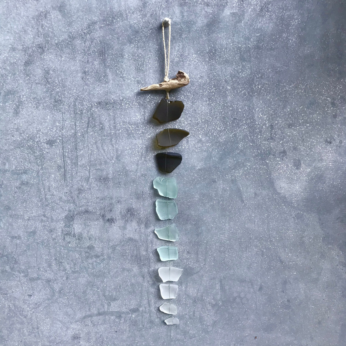 Sea Glass Suncatcher: Recycled Glass & Driftwood Mobile