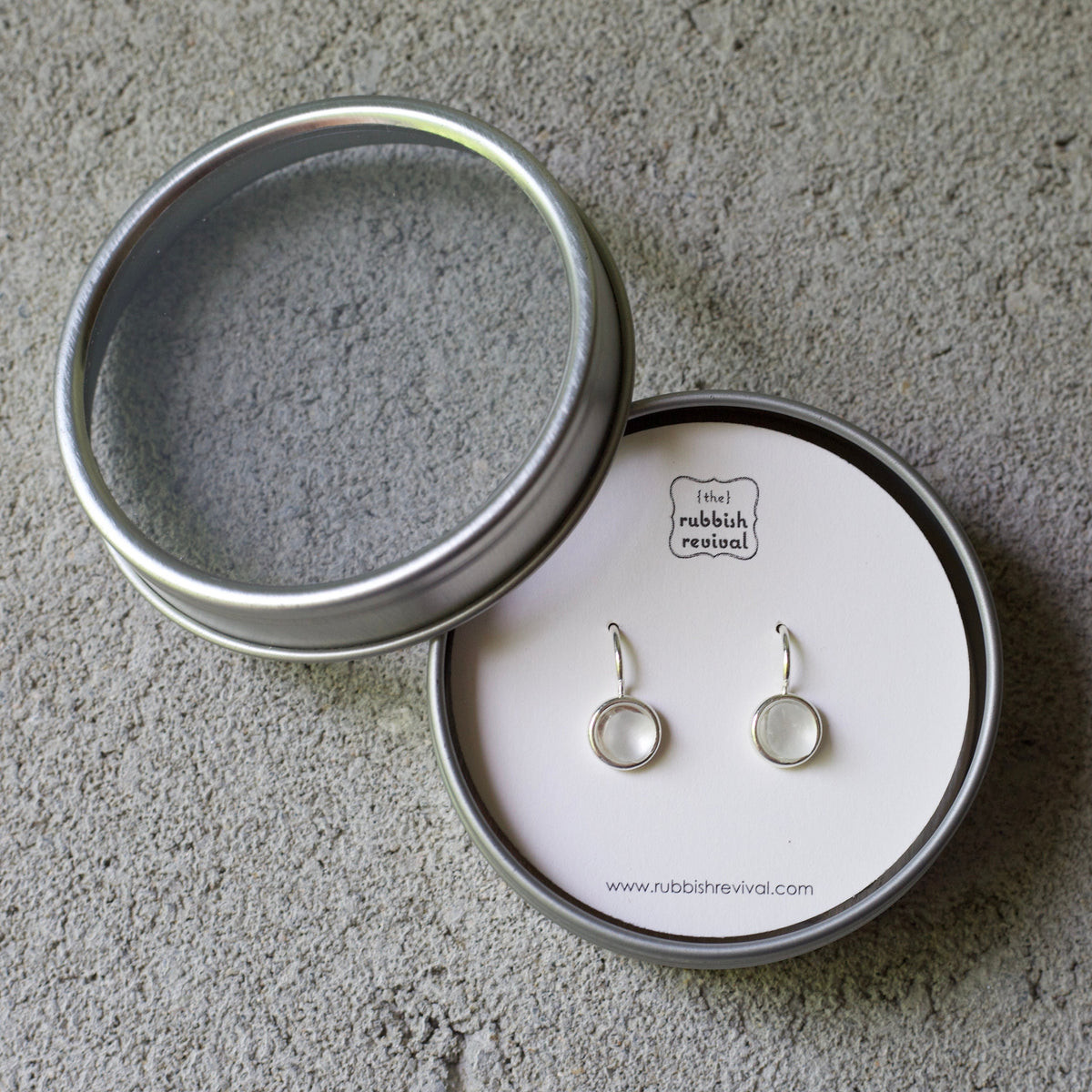 Sea Glass & Silver Petite Drop Earrings - White