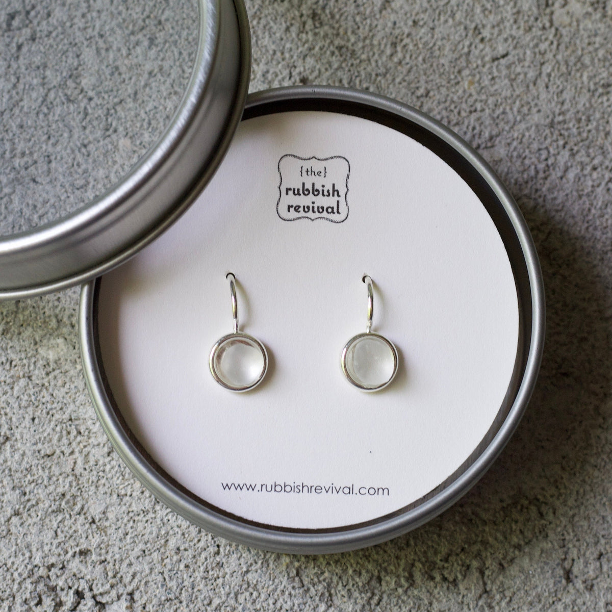 Sea Glass & Silver Petite Drop Earrings - White