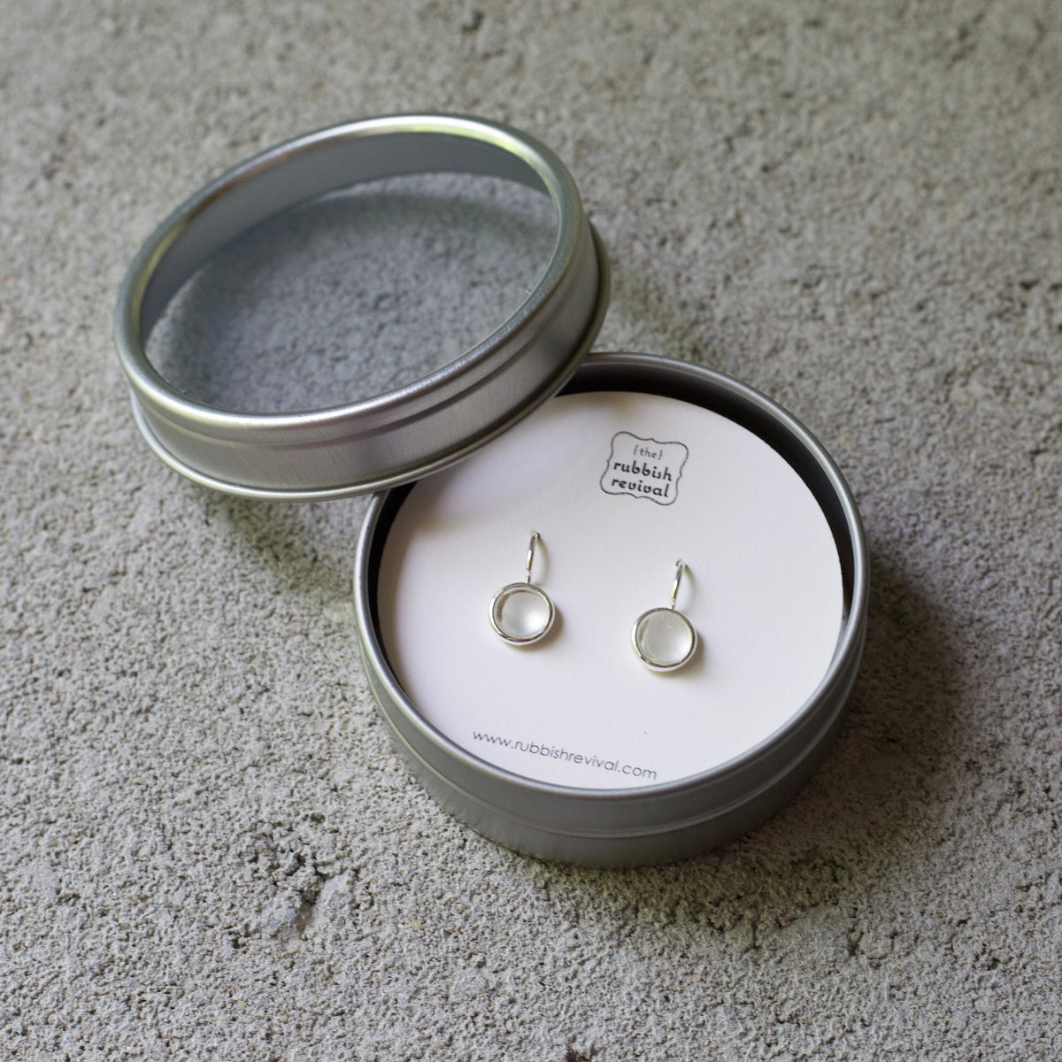 Sea Glass & Silver Petite Drop Earrings - White