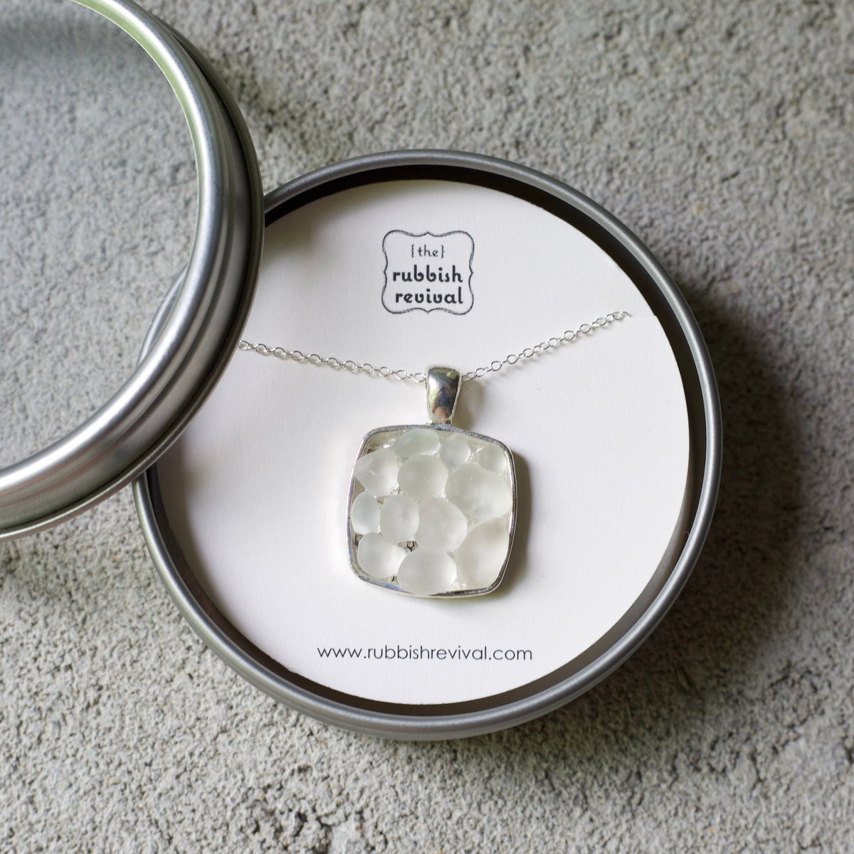 Sea Glass & Silver Petite Stud Earrings - White