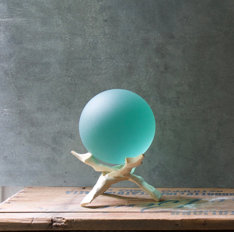 Seafoam - Super Jumbo Seaglass Ball w/ Driftwood or Geometric Metal Stand
