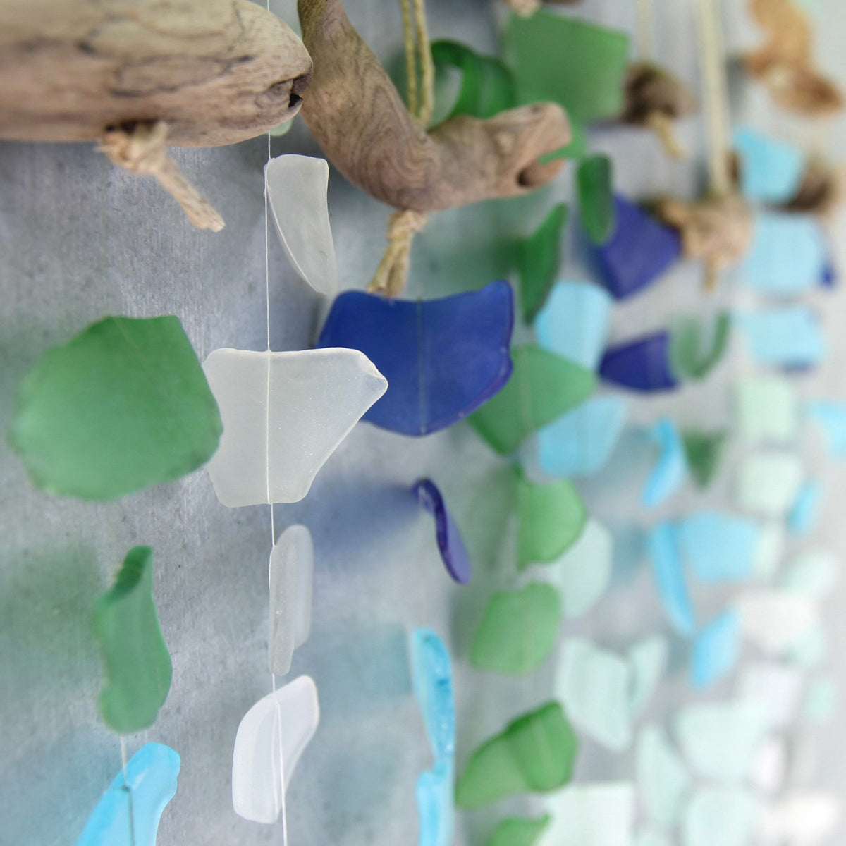 Sea Glass Suncatcher: Recycled Glass & Driftwood Mobile