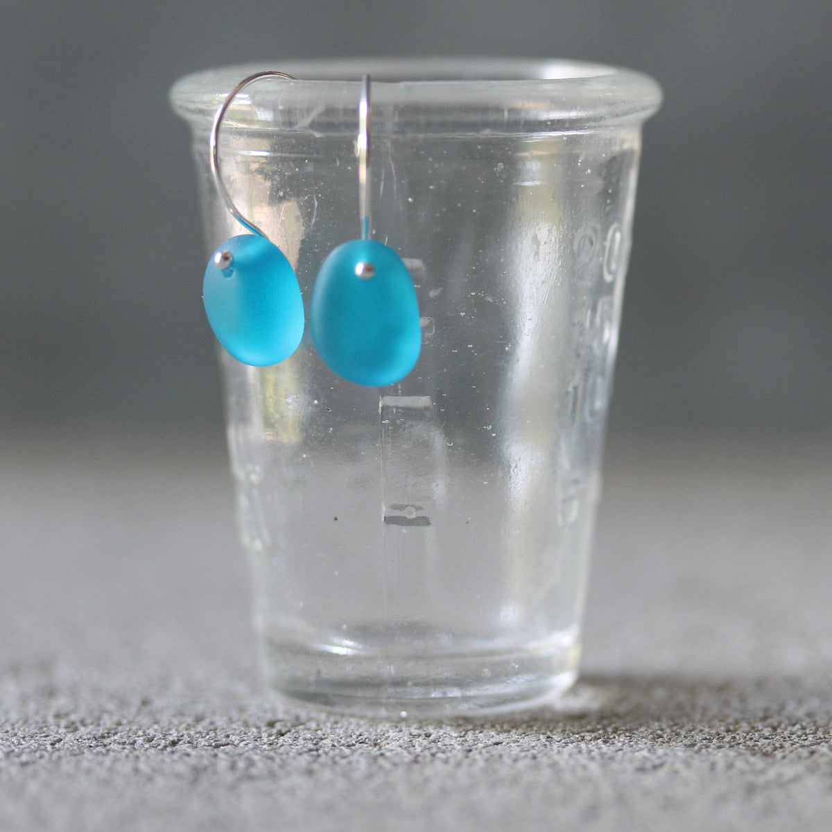 Sea Glass & Sterling Silver Earrings - Shades of Blue