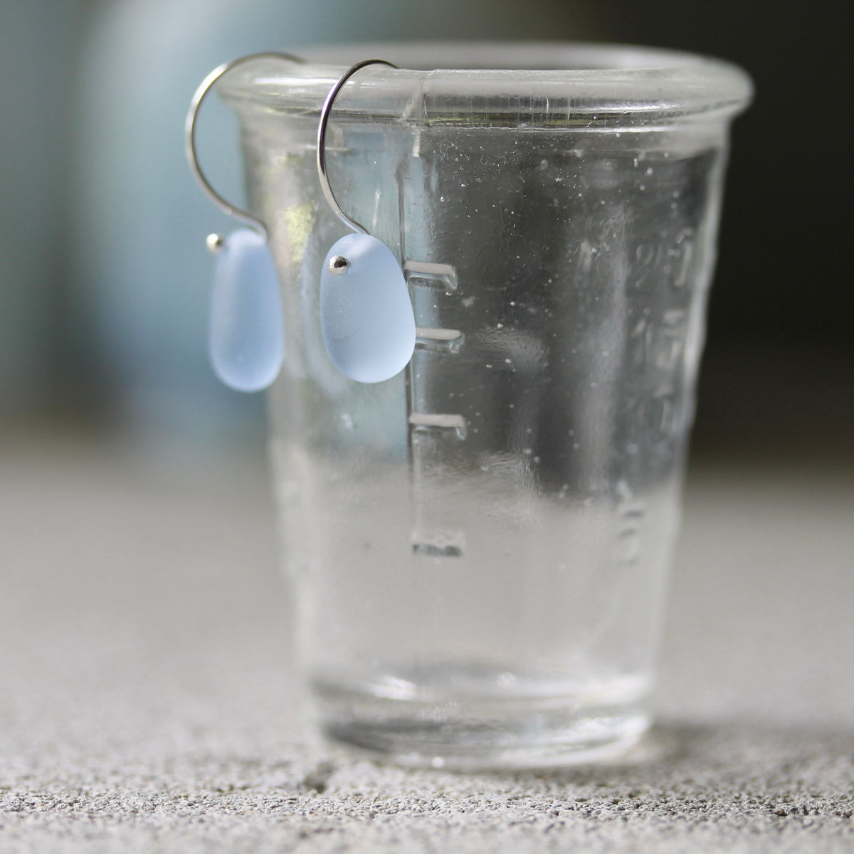 Sea Glass & Sterling Silver Earrings - Shades of Blue