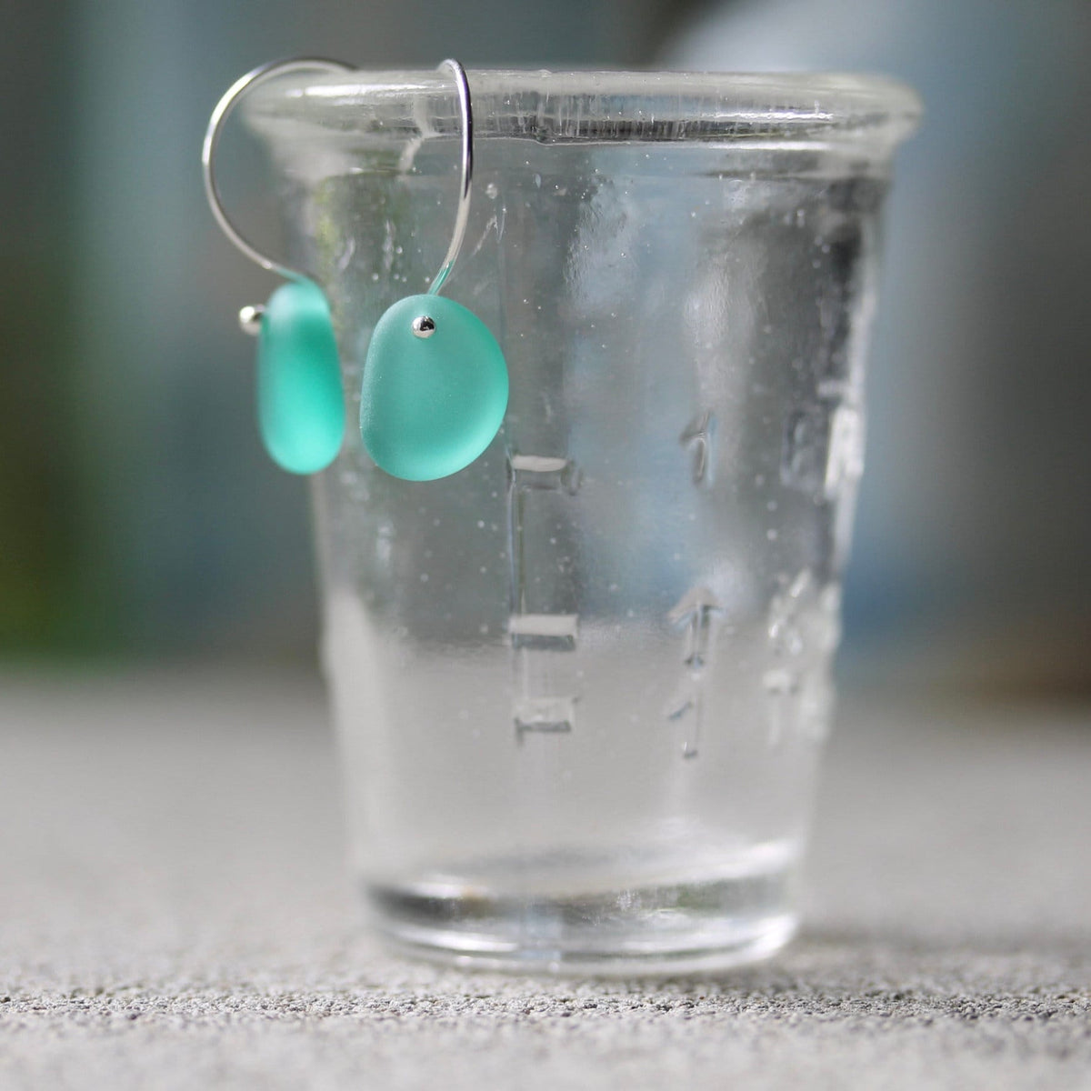 Sea Glass & Sterling Silver Earrings - Shades of Green