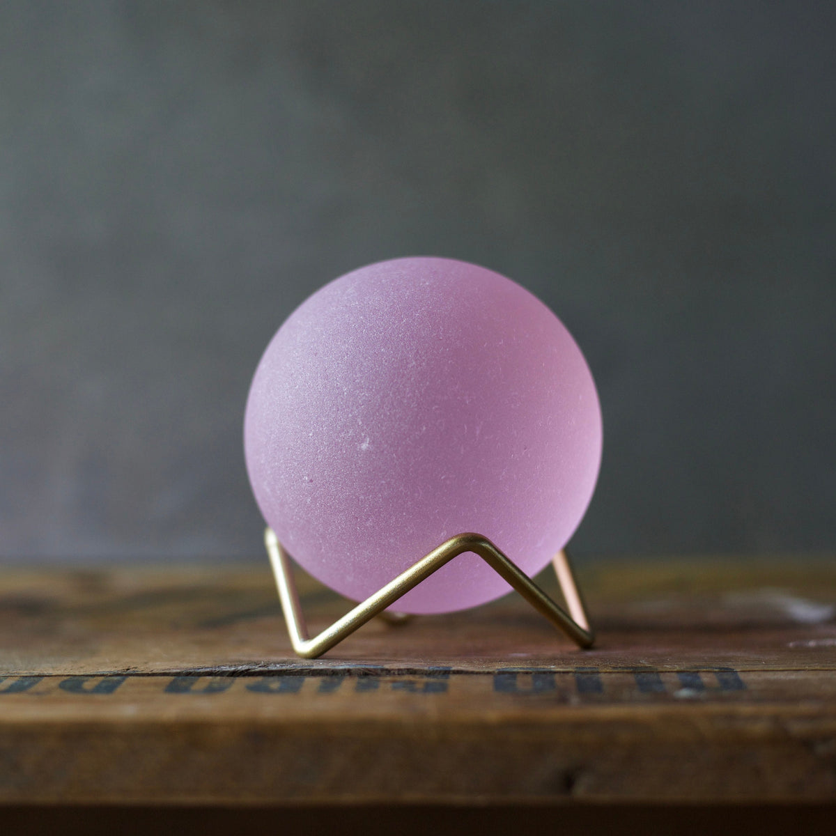 Pink - Super Jumbo Seaglass Ball w/ Driftwood or Geometric Metal Stand