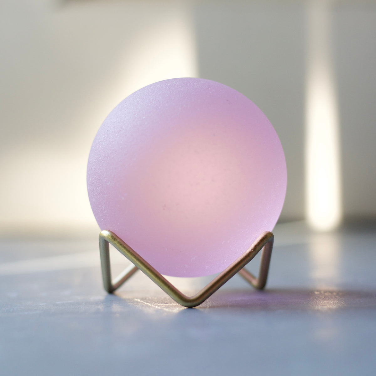 Pink - Super Jumbo Seaglass Ball w/ Driftwood or Geometric Metal Stand