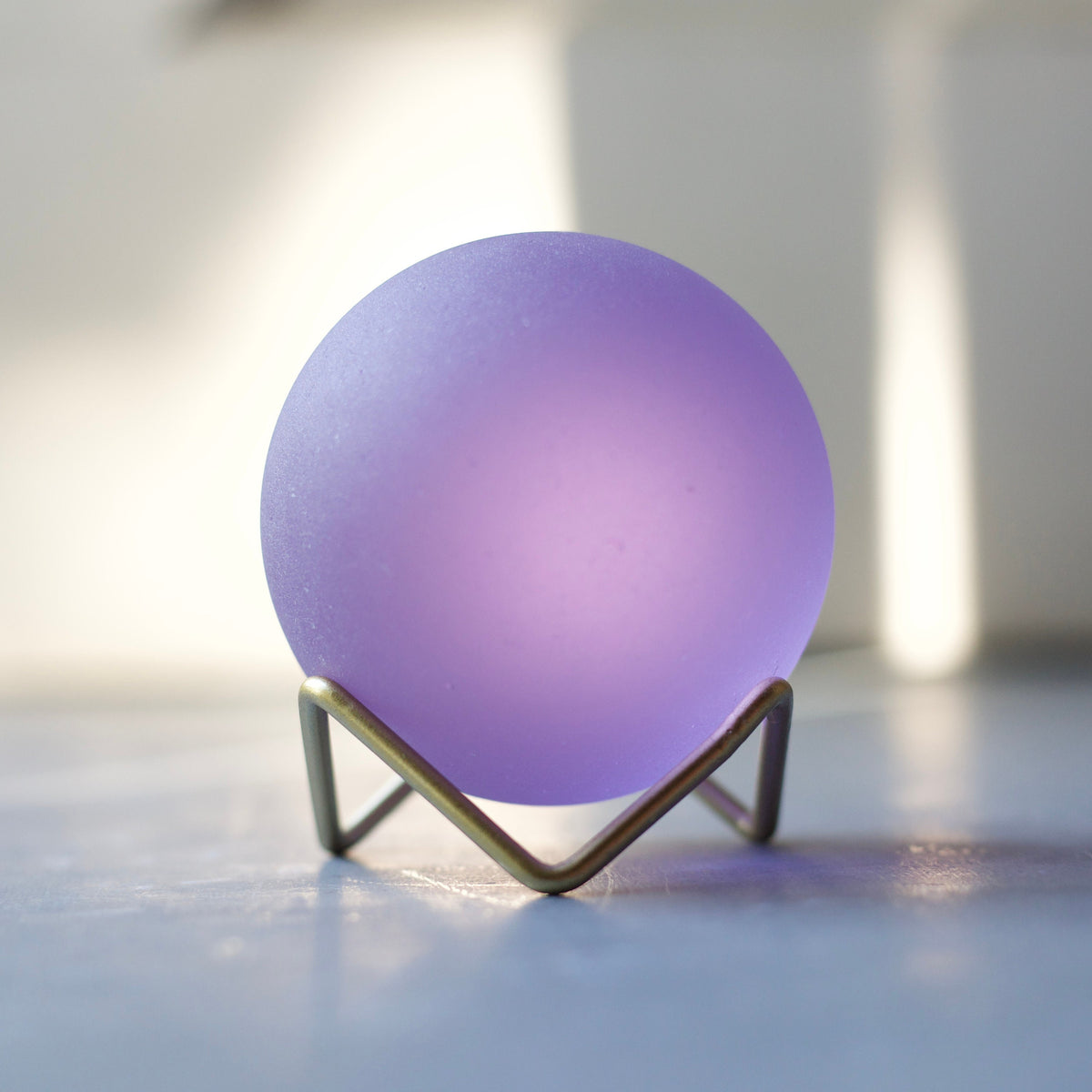 Purple - Glass Ball with Wooden or Geometric Metal Stand