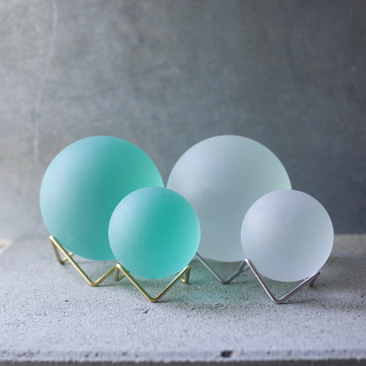 Seafoam - Super Jumbo Seaglass Ball w/ Driftwood or Geometric Metal Stand