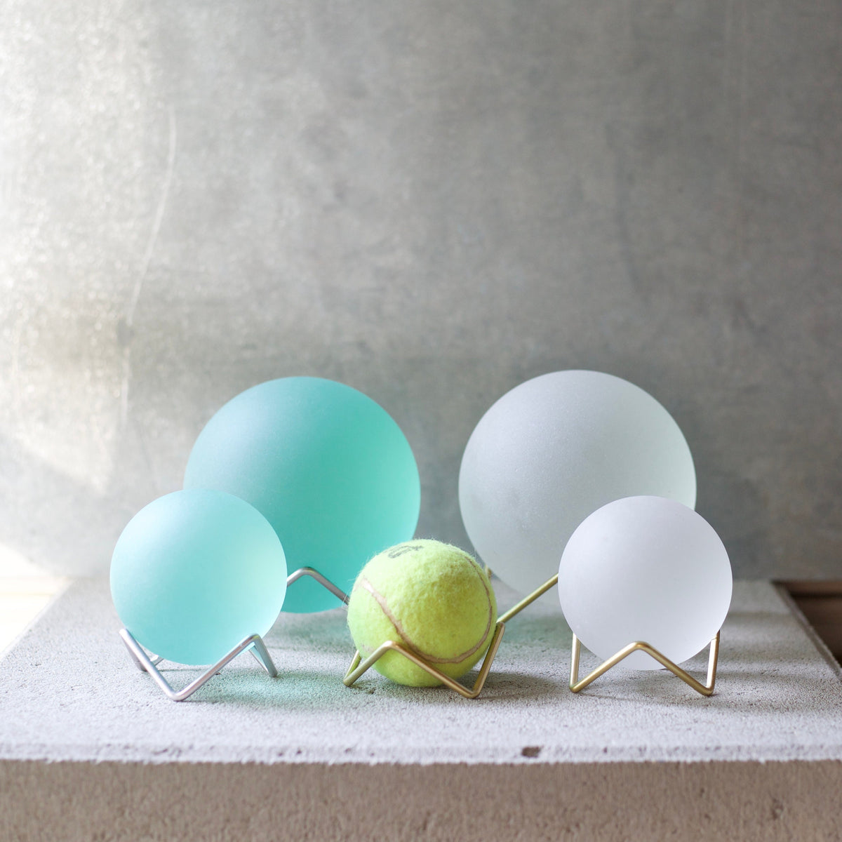 Twilight - Super Jumbo Seaglass Ball w/ Driftwood or Geometric Metal Stand