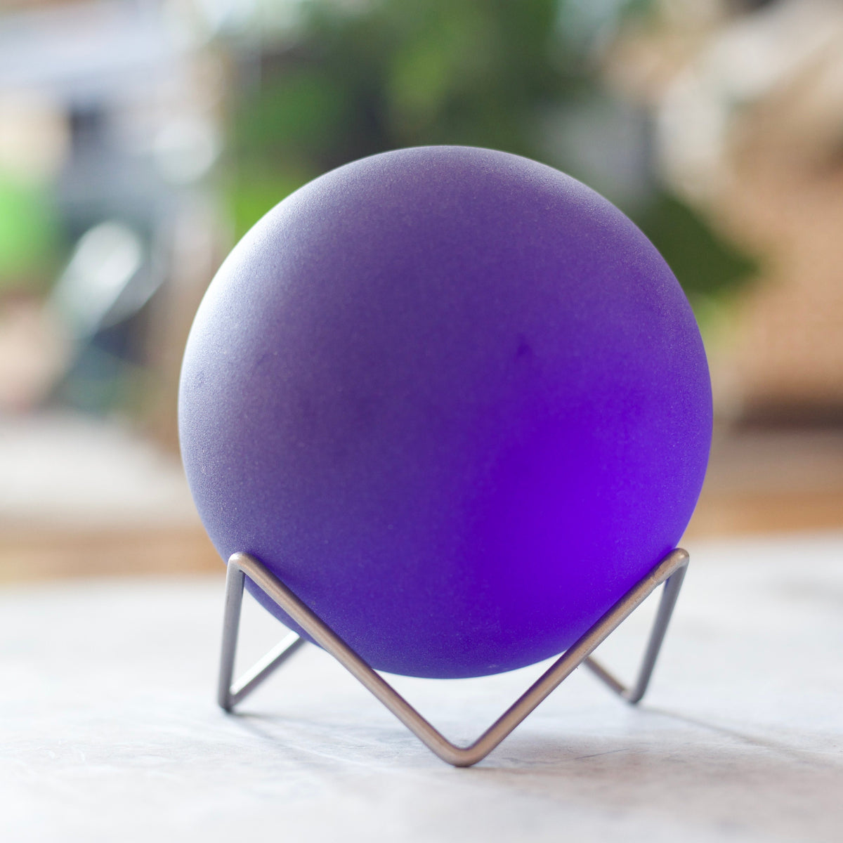 Ocean Deep - Super Jumbo Seaglass Ball w/ Driftwood or Geometric Metal Stand