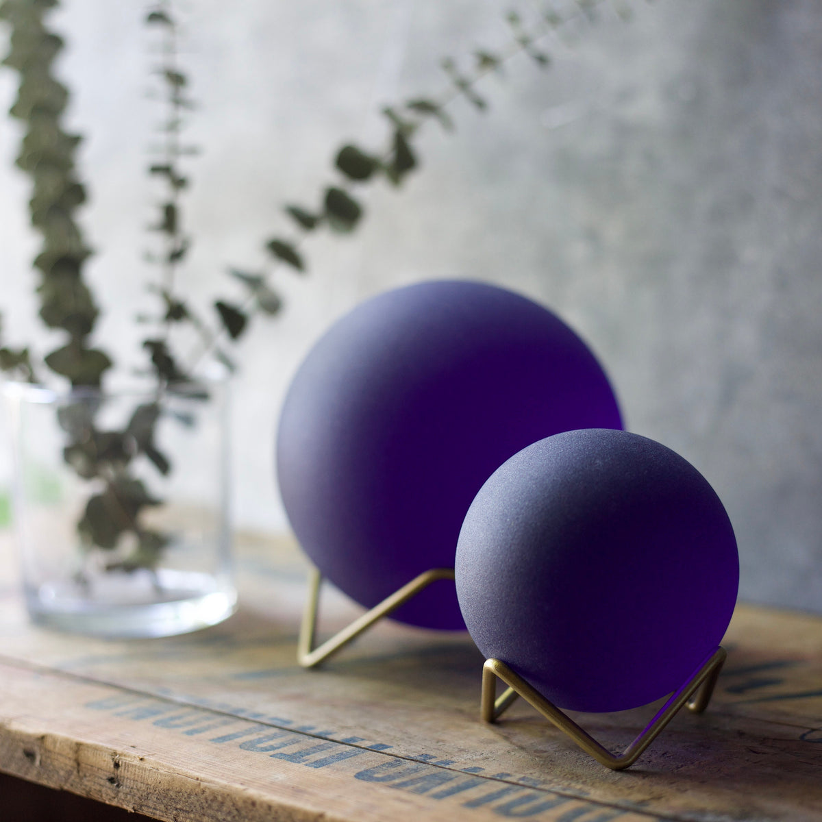 Ocean Deep - Super Jumbo Seaglass Ball w/ Driftwood or Geometric Metal Stand