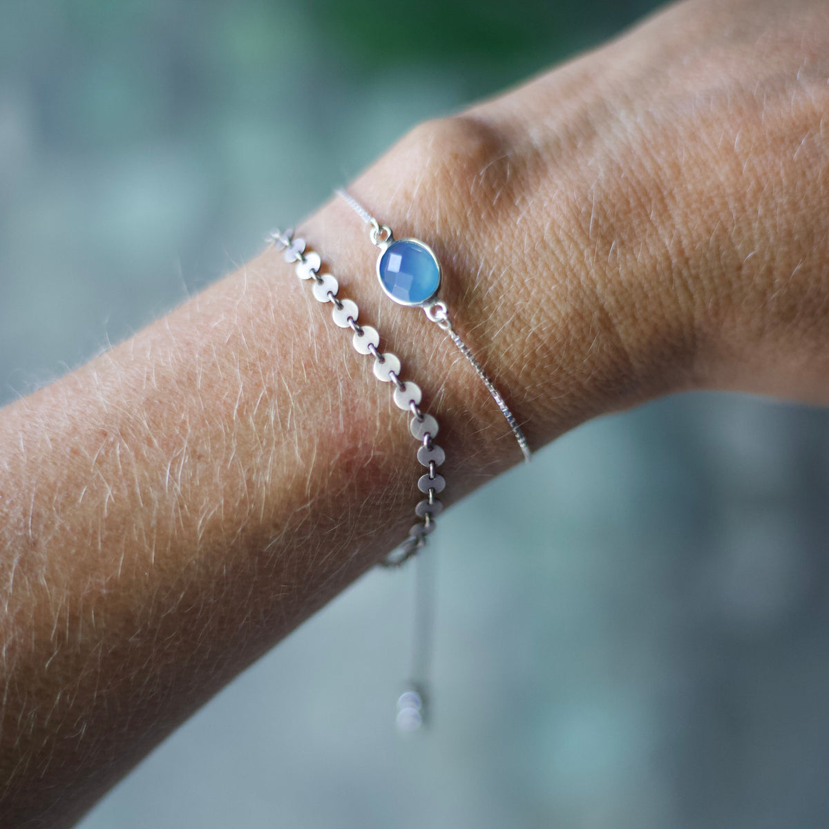 Chalcedony & Sterling Silver Slide Bracelet