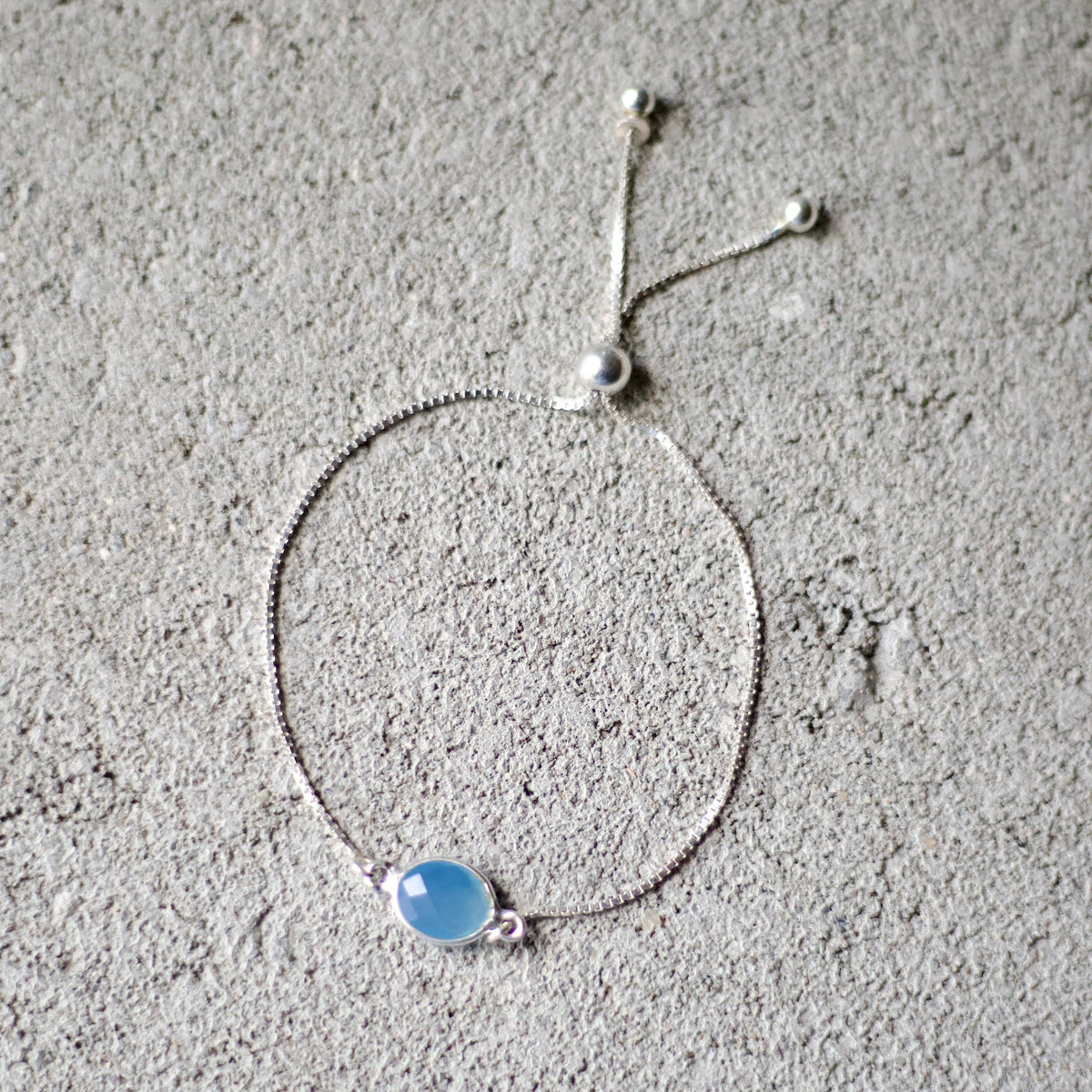 Chalcedony & Sterling Silver Slide Bracelet