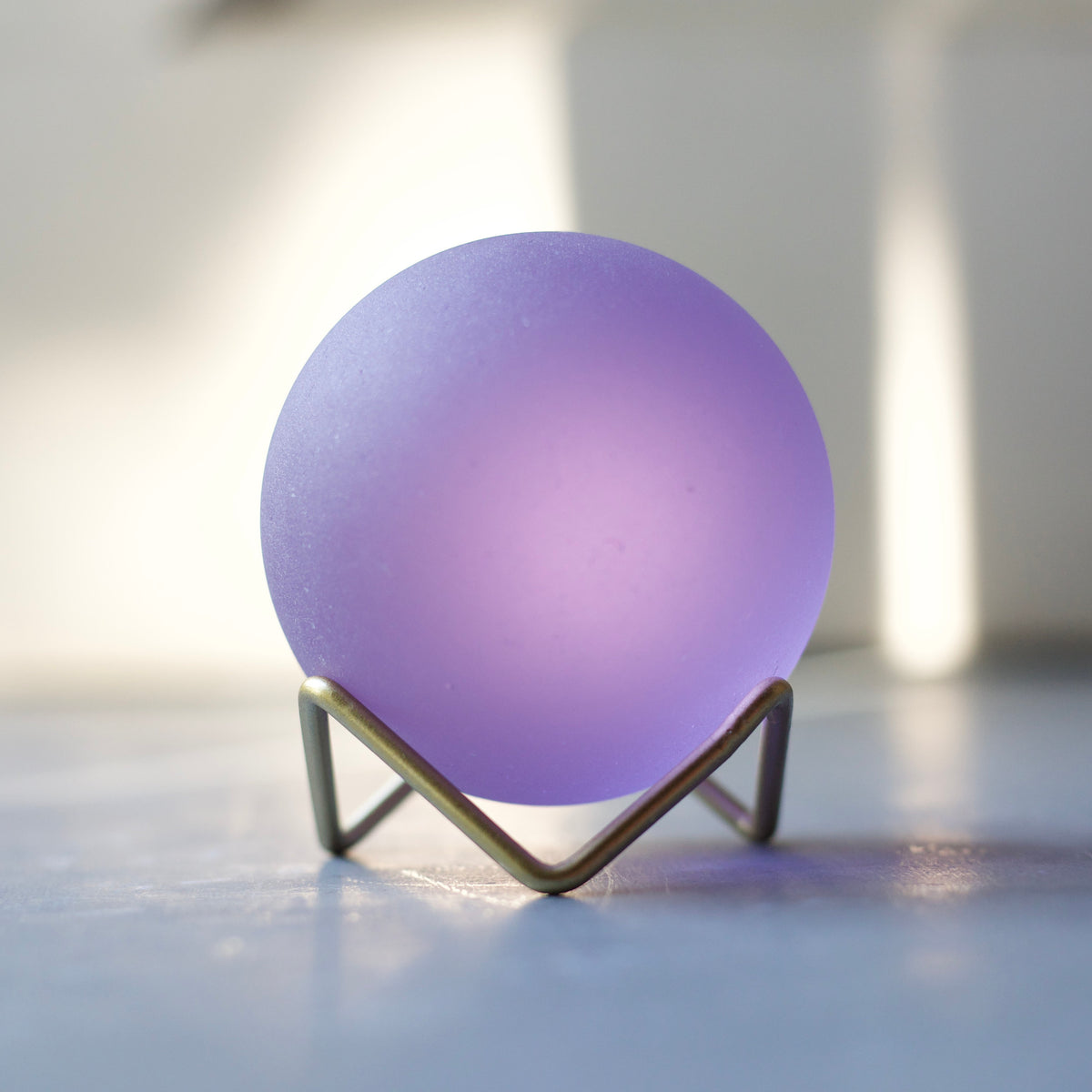 Purple - Super Jumbo Seaglass Ball w/ Driftwood or Geometric Metal Stand