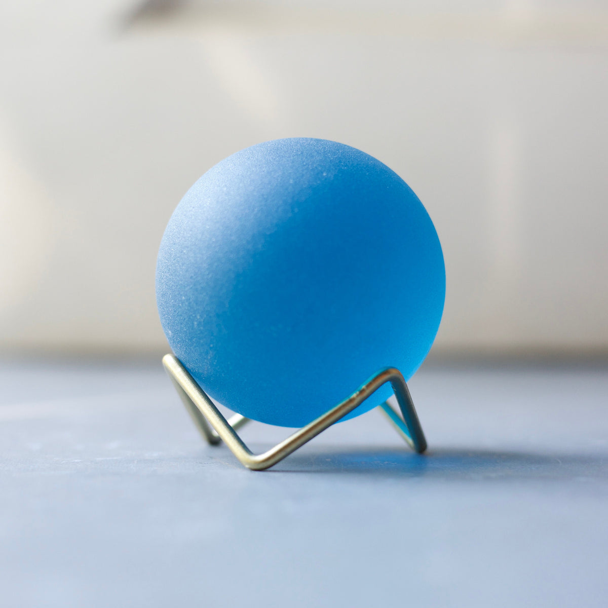 Aqua - Seaglass Ball with Driftwood or Geometric Metal Stand