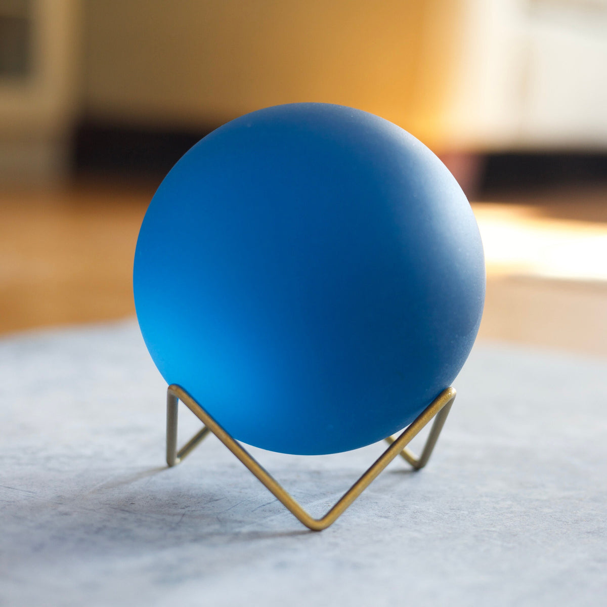 Aqua - Super Jumbo Seaglass Ball w/ Driftwood or Geometric Metal Stand