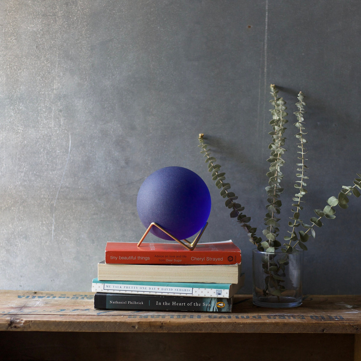 Ocean Deep - Super Jumbo Seaglass Ball w/ Driftwood or Geometric Metal Stand