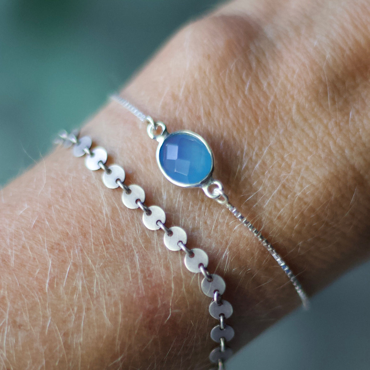 Chalcedony & Sterling Silver Slide Bracelet
