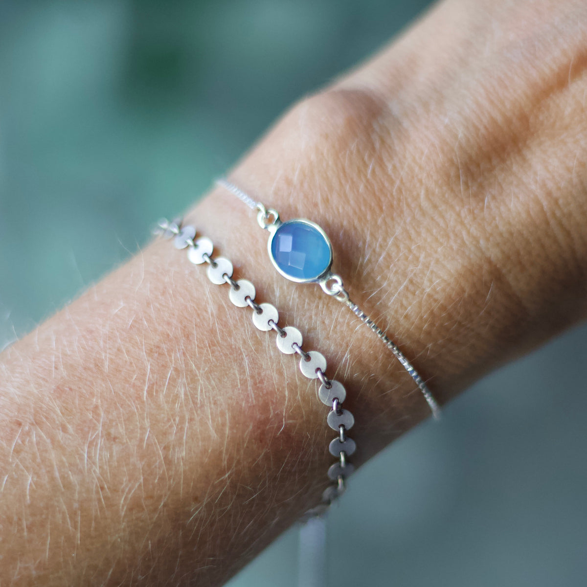 Chalcedony & Sterling Silver Slide Bracelet