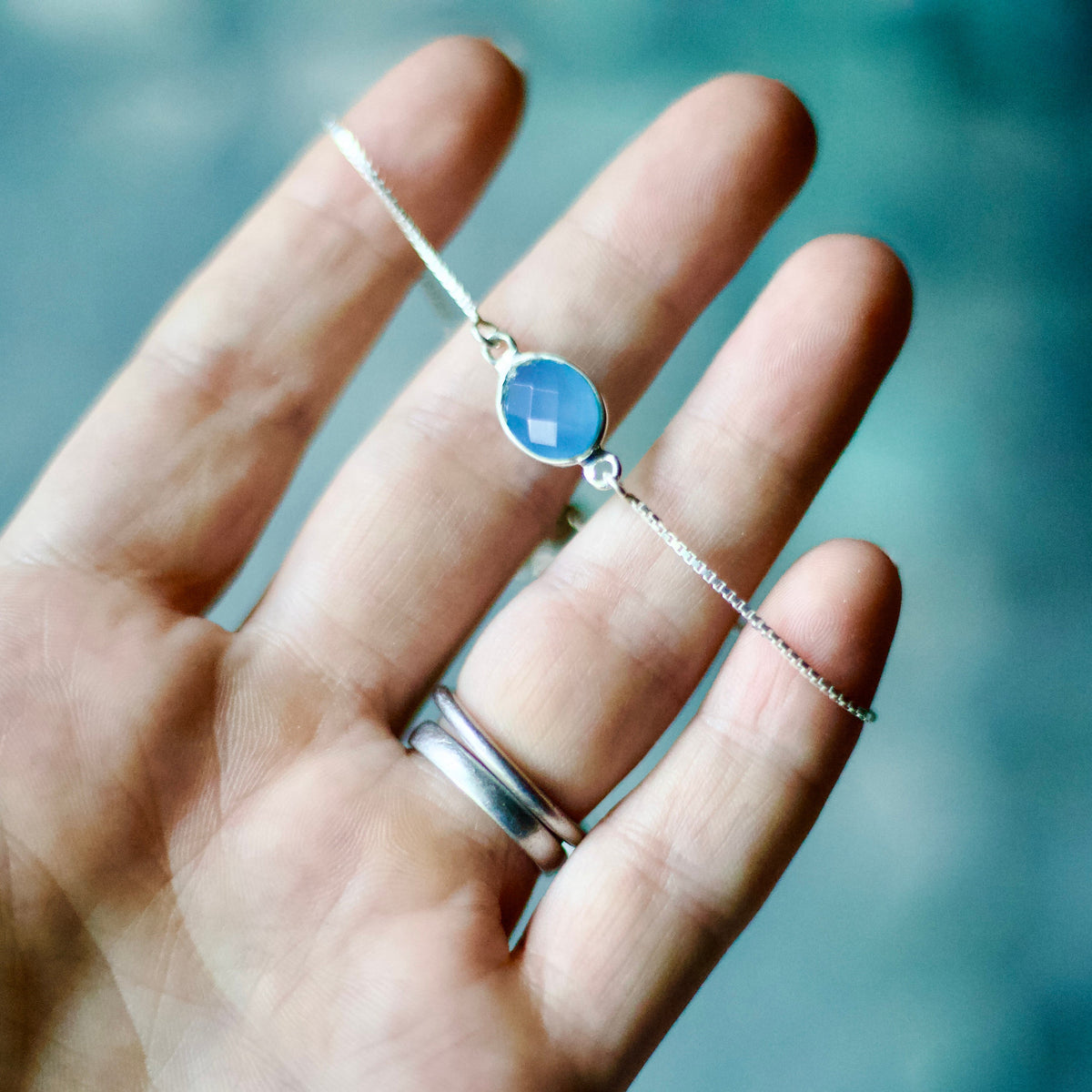 Chalcedony & Sterling Silver Slide Bracelet