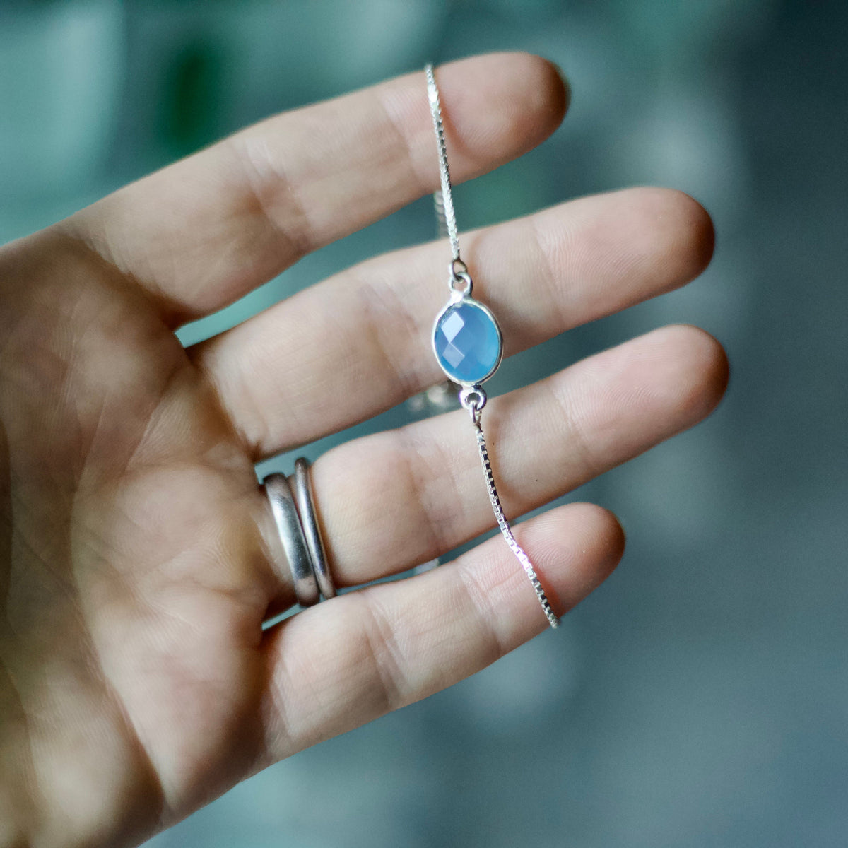 Chalcedony & Sterling Silver Slide Bracelet