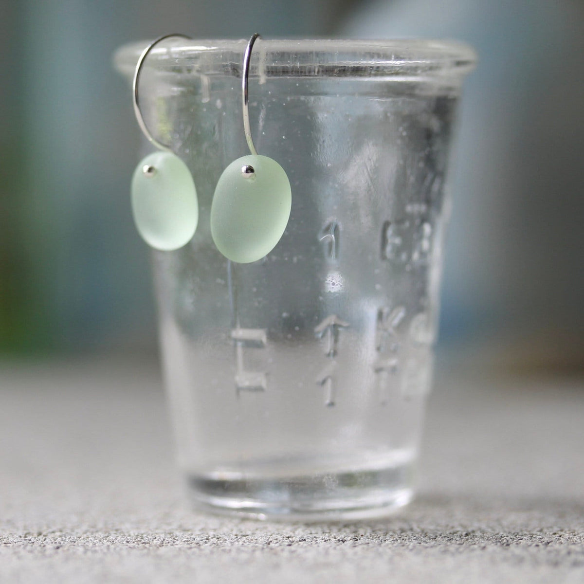 Sea Glass & Sterling Silver Earrings - Shades of Green