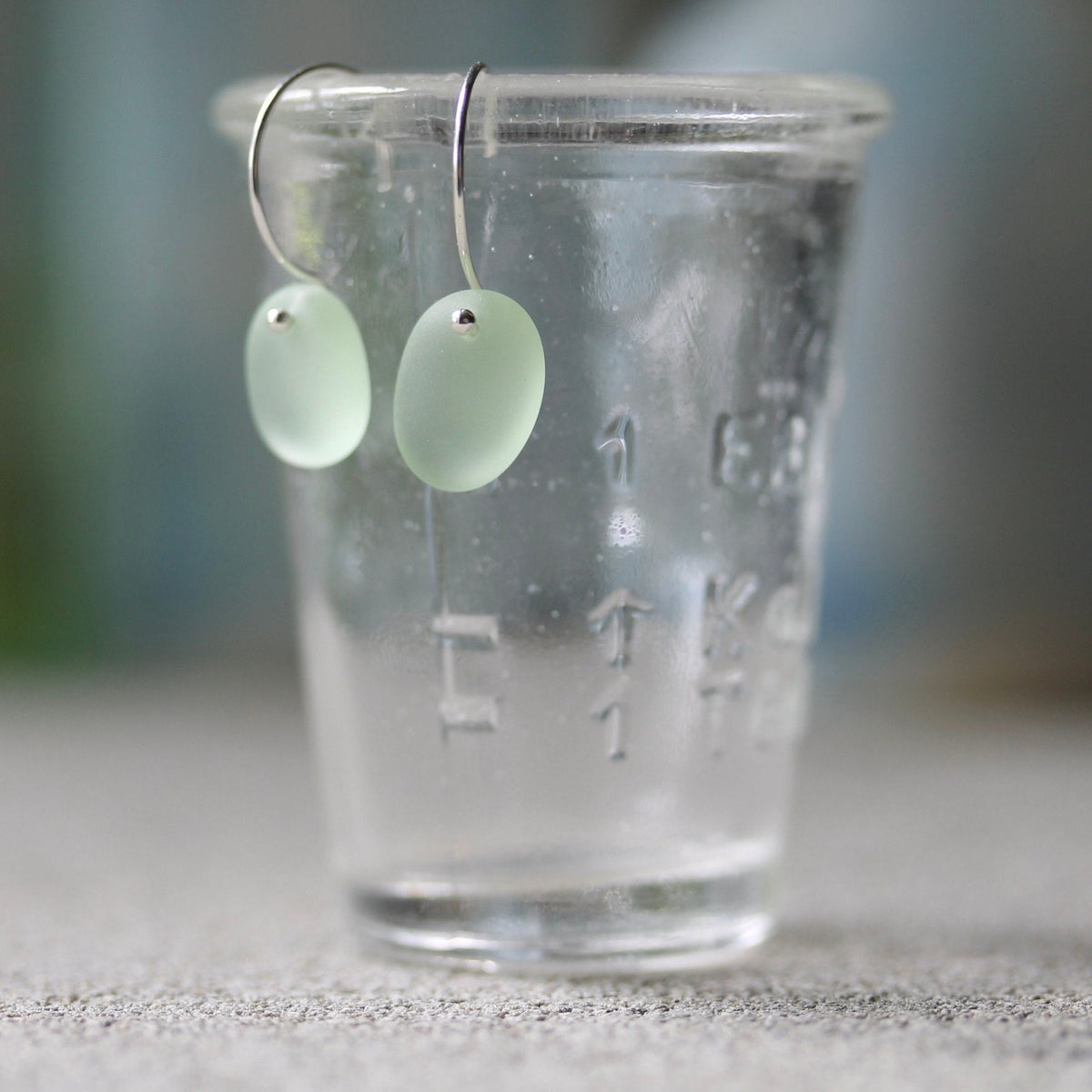 Sea Glass & Sterling Silver Earrings - Shades of Green