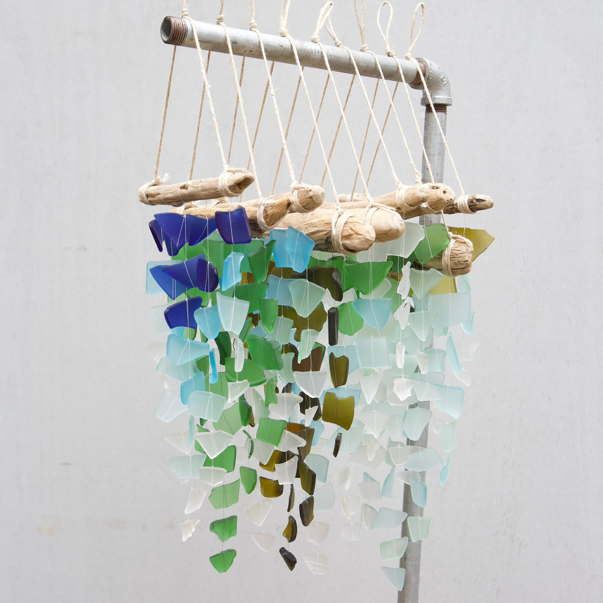 Sea Glass Mobile: Driftwood Banner, Tumbled Glass Tapestry