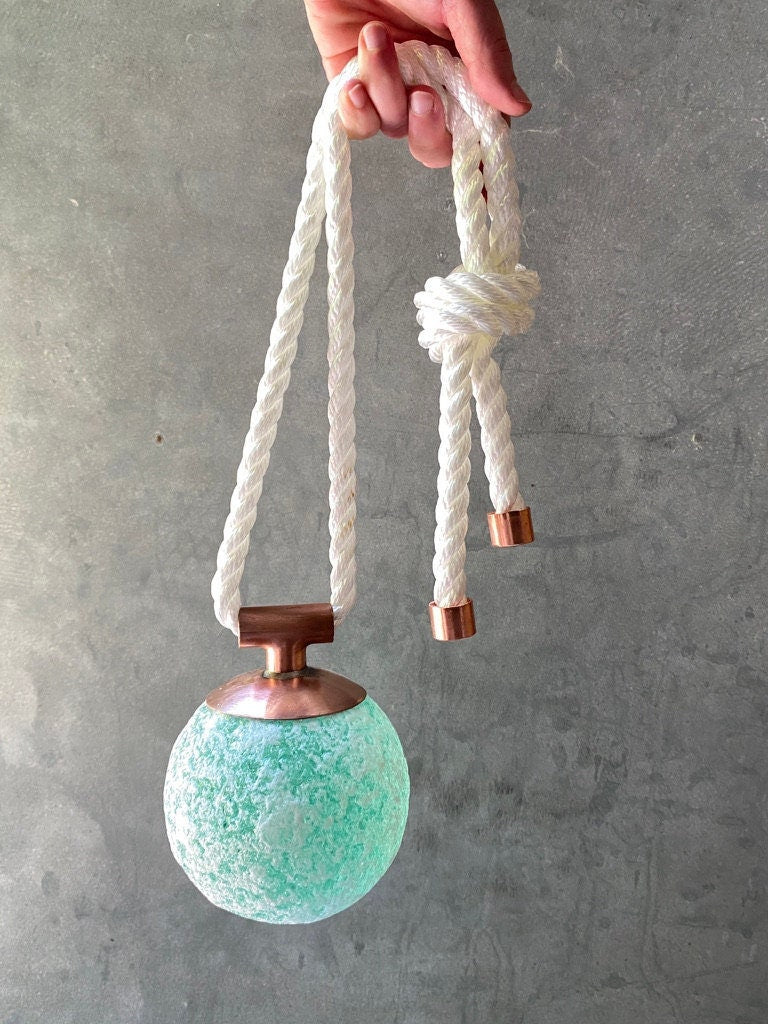 Glass orb, glass ball, glass anchor, Nautical decor. Beach decor, copper, garden decor, outdoor ornament