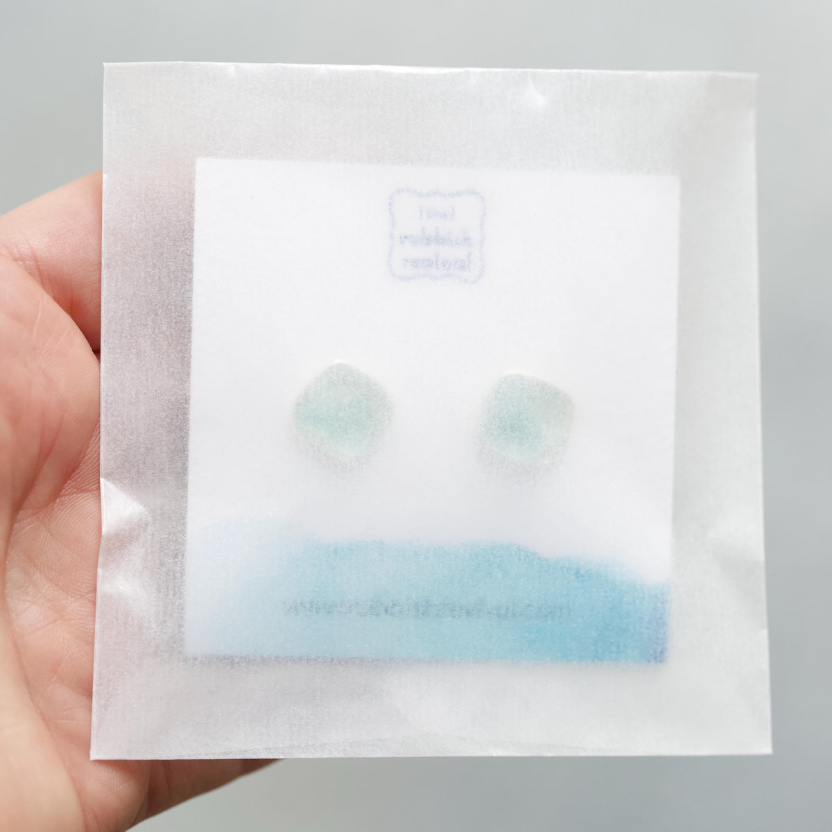 Sea Glass & Silver Mosaic Post Earrings - Seafoam