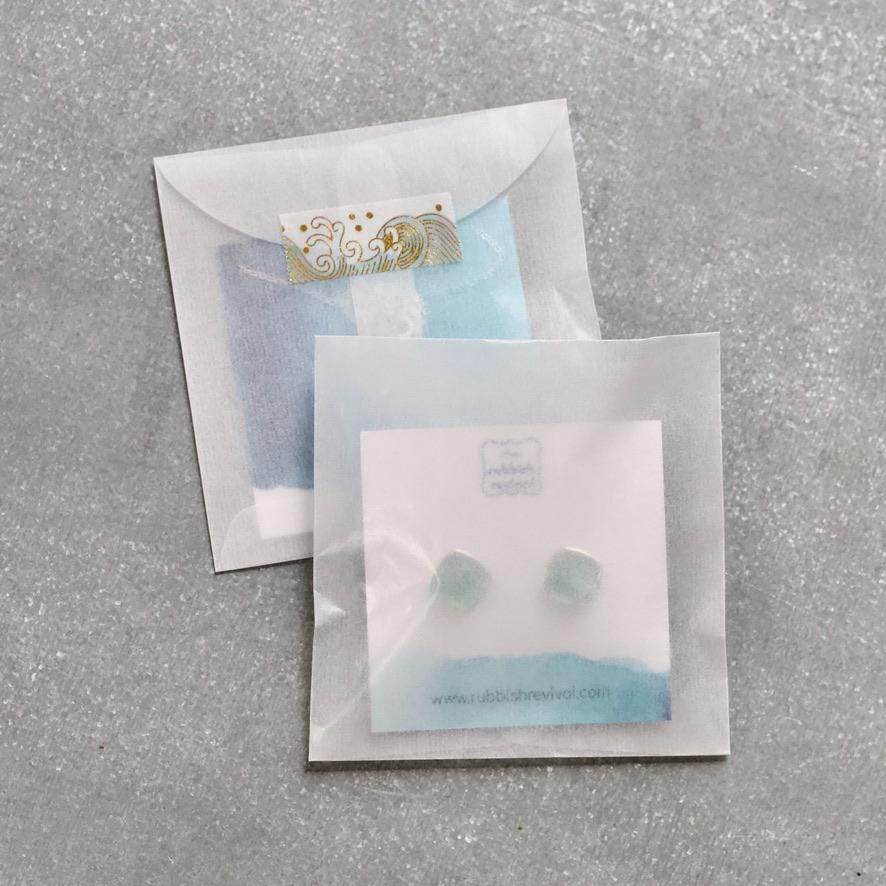 Sea Glass & Silver Mosaic Drop Earrings - Seafoam