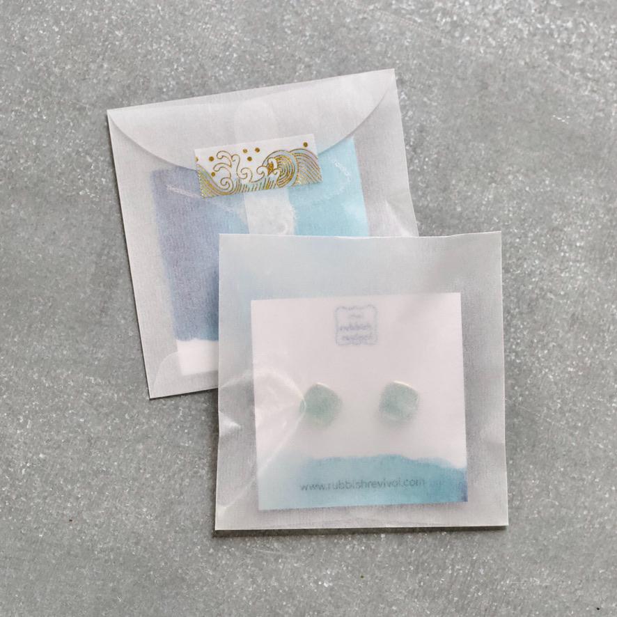 Sea Glass & Silver Petite Stud Earrings - Seafoam