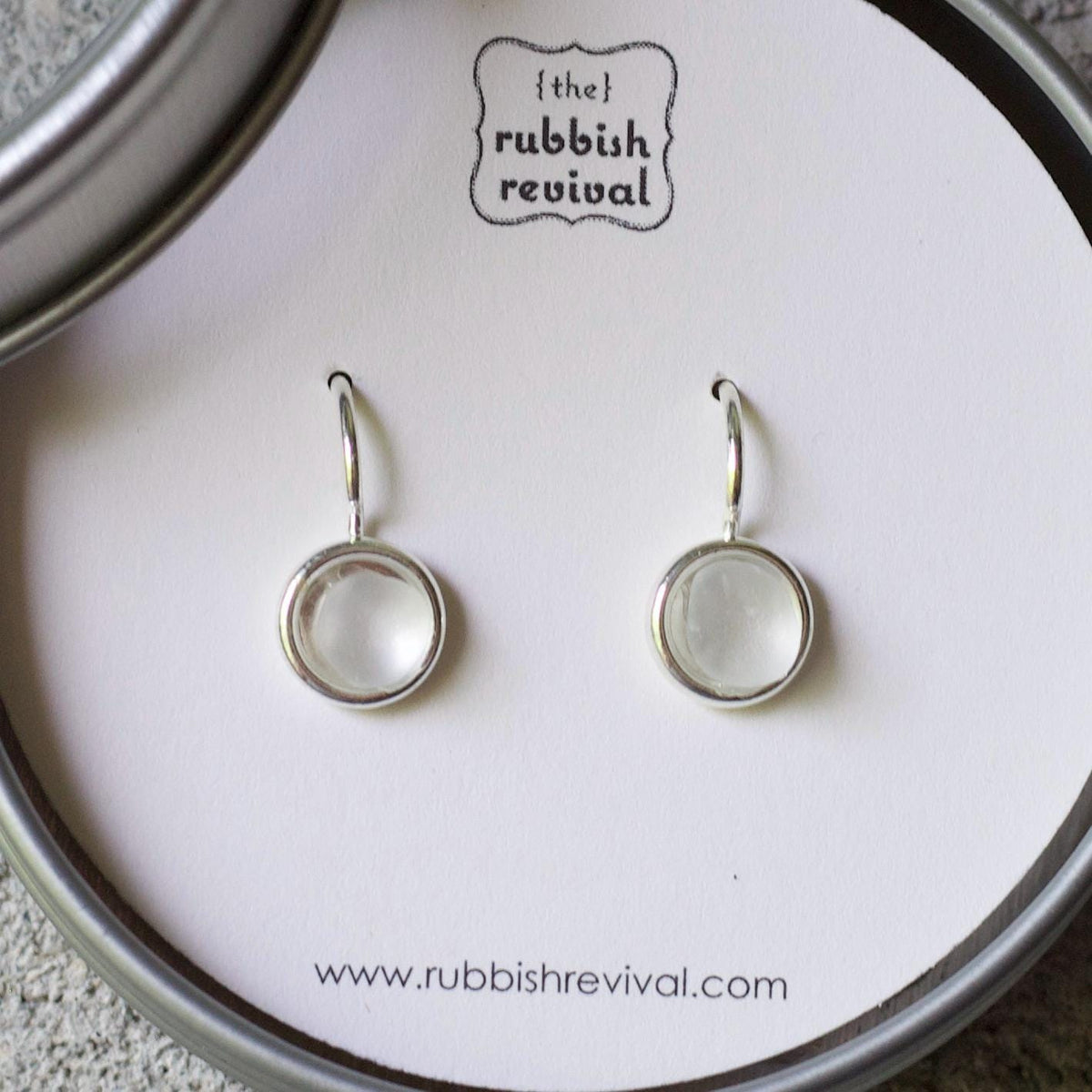 Sea Glass & Silver Petite Drop Earrings - White