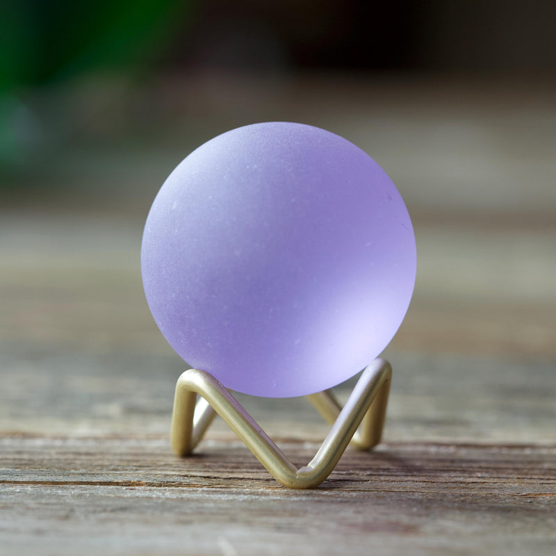 Purple - Seaglass Ball with Metal Stand