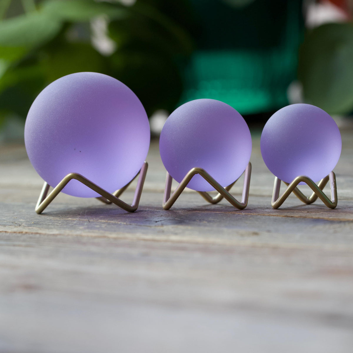 Purple - Seaglass Ball with Metal Stand