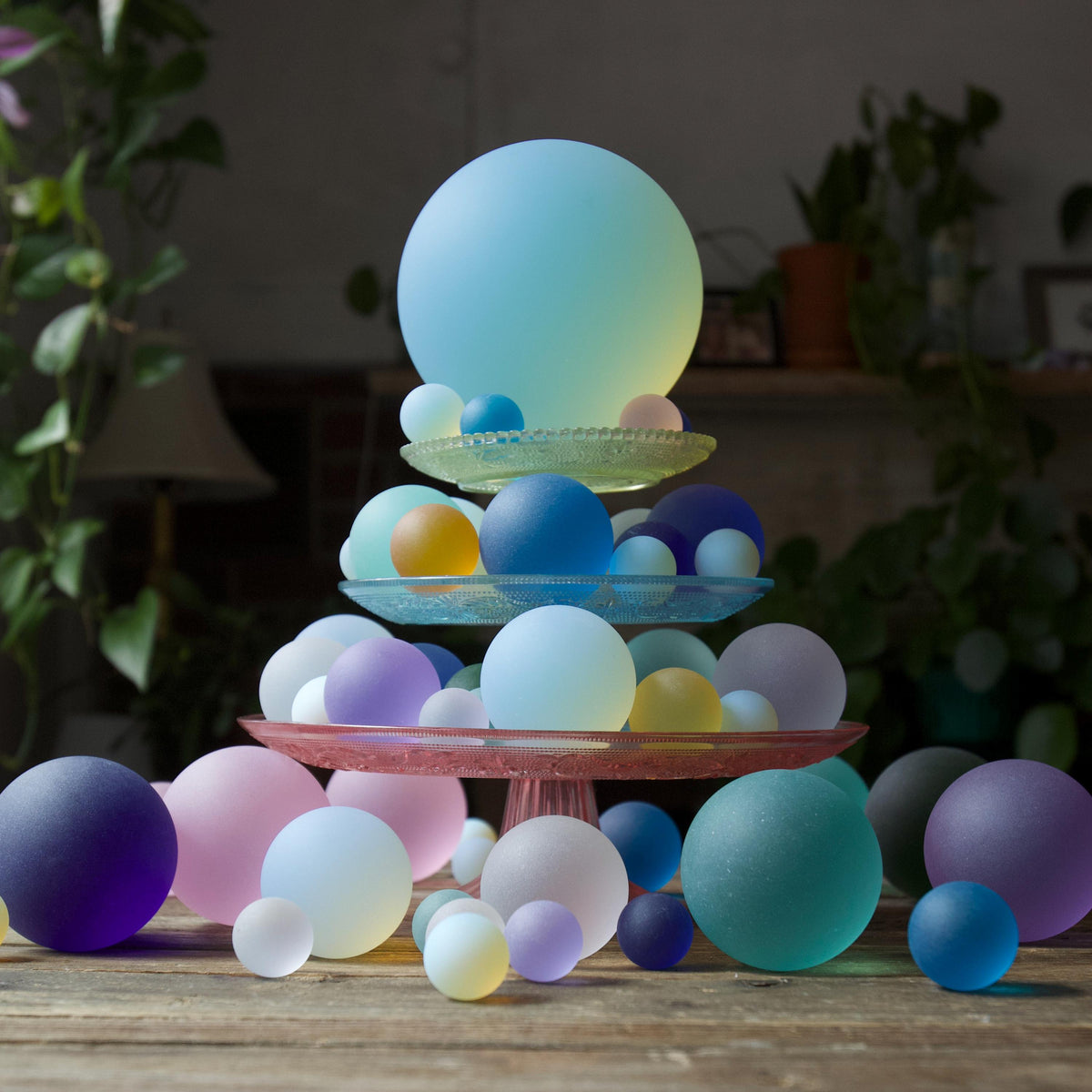 Seafoam - Seaglass Ball With Metal Stand
