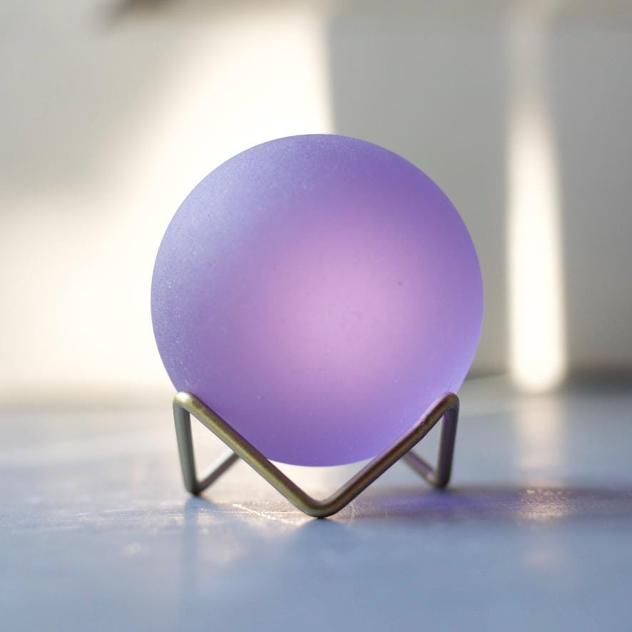 Purple - Seaglass Ball with Metal Stand