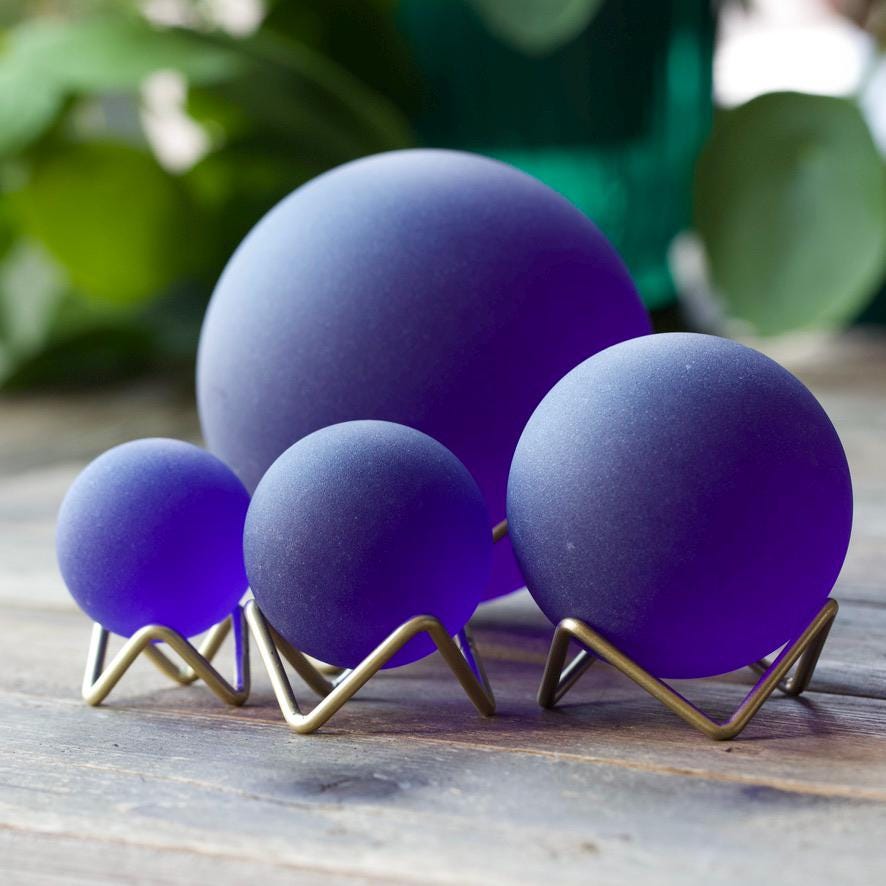 Ocean Deep - Seaglass Ball with Driftwood or Geometric Metal Stand