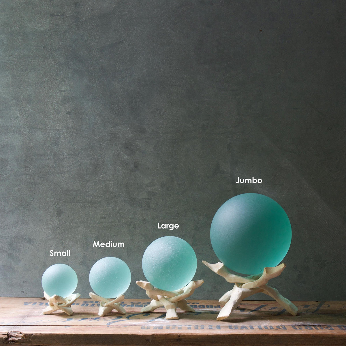 Pink - Super Jumbo Seaglass Ball w/ Driftwood or Geometric Metal Stand