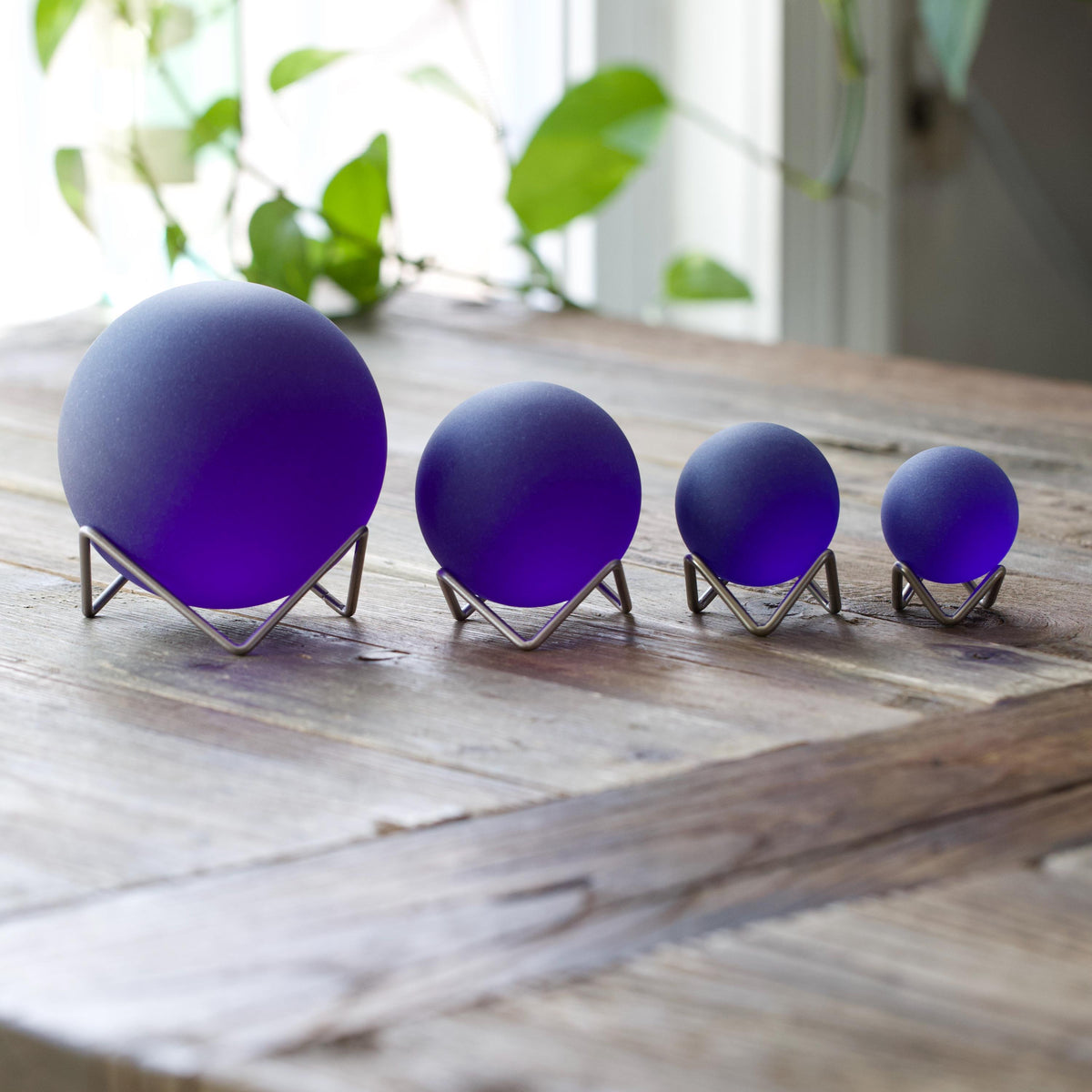 Ocean Deep - Seaglass Ball with Driftwood or Geometric Metal Stand